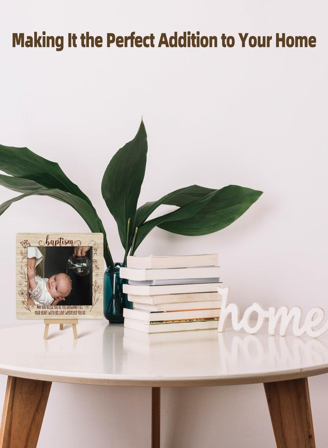 OXRUN Baptism Picture Frame, Blessings Baptism Gifts from Godparents, 4x6 Wooden Photo Frame with Easel, New Baby Christening Religious Gifts - A02 - Image 3